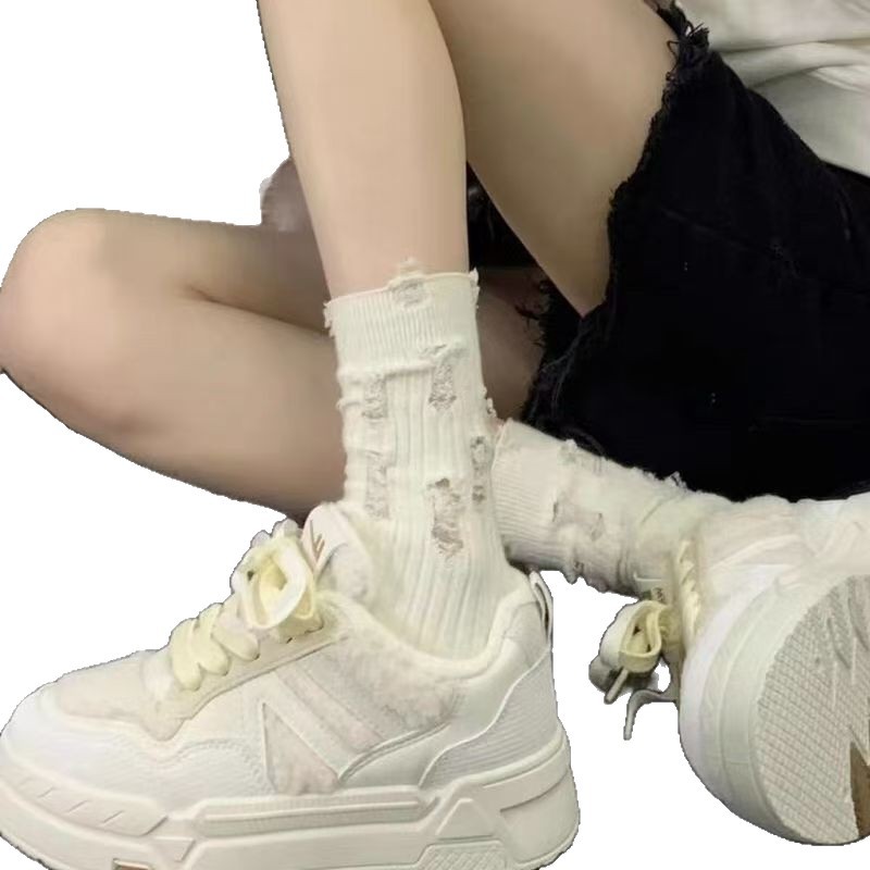 Medias de pila blanca de verano delgadas calcetines agujeros de moda transpirables medias de color sólido al por mayor en línea Zhuang Industry