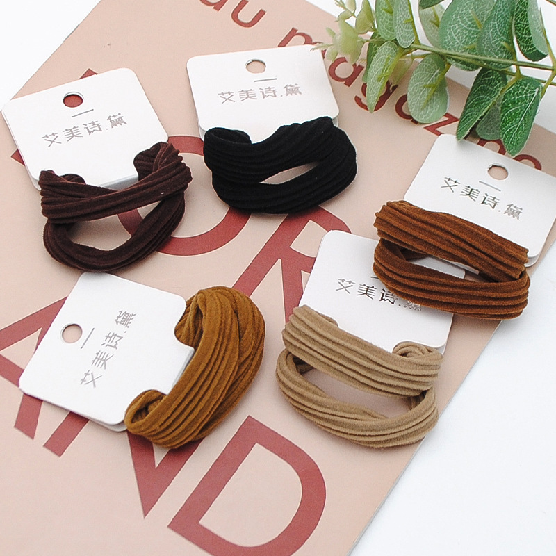 다크 브라운 시리즈 2/카드 직선 패턴 수건 반지