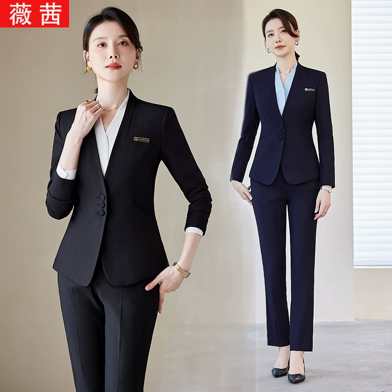 2024 осенний и зимний синий костюм костюм женский осенний и зимний государственный служащий Интервью Женский высококачественный костюм для похудения