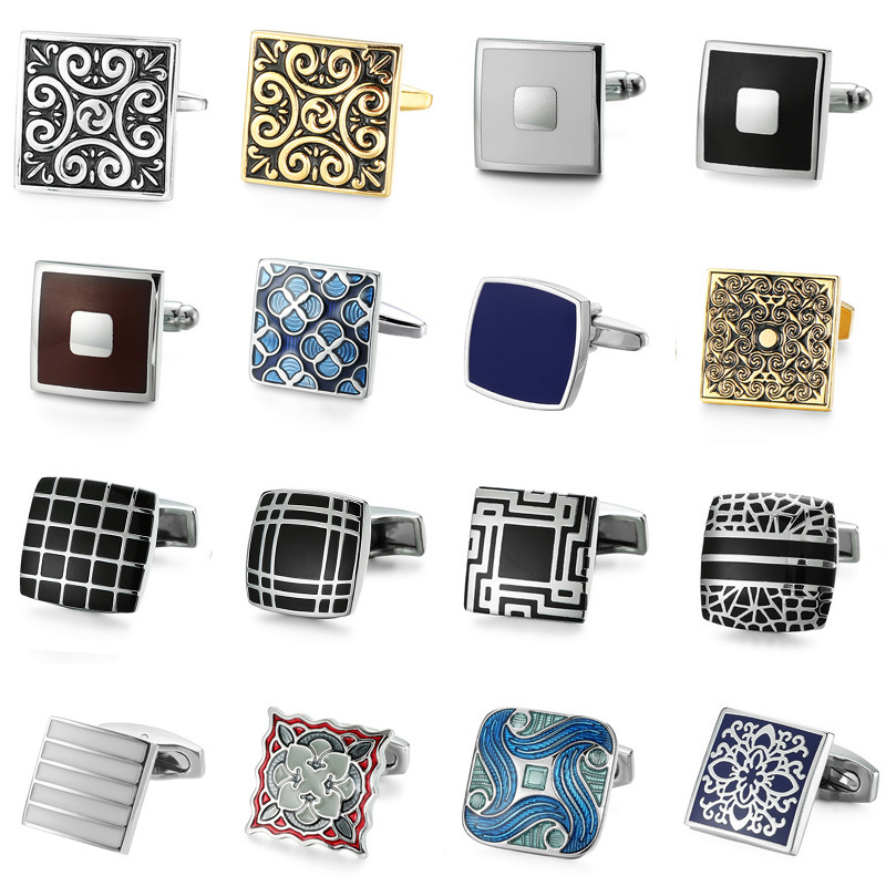 Frame Cute High-Quality French Shirt Cufflinks Classic Enamel Retro Pattern Buttons Round Square Cuffs Cufflinks Wholesale Frame Cute High-Quality French Shirt Cufflinks Classic Enamel Retro Pattern Buttons Round Square Cuffs Cufflinks Wholesale