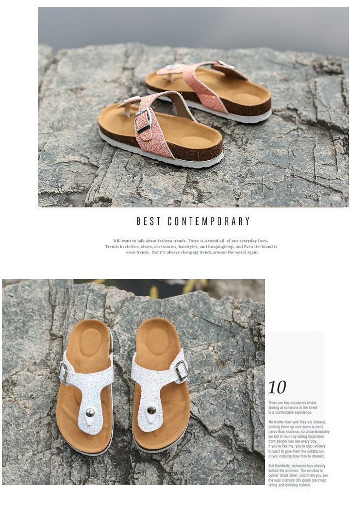 New large-sized women's sandals for foreign trade, colorful ice crystal water diamond cork slippers, Korean-style fashionable herd-shaped slippers for women undefined