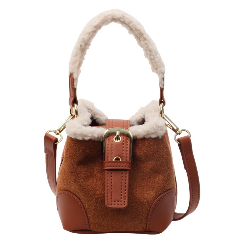 Autumn and Winter bag women's shoulder bag women's casual retro plush bag all-Match mini bag furry portable messenger bag