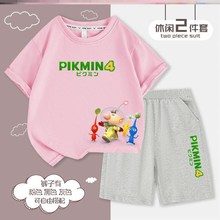 Pikmin皮克敏男童T恤短袖套装夏季新款童装儿童网红爆款两件套潮
