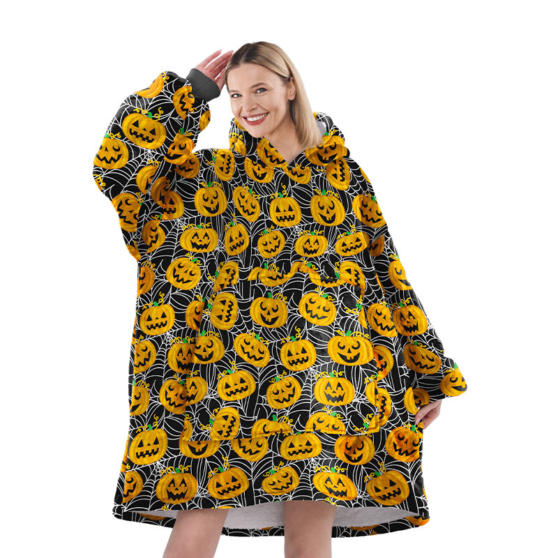 Halloween gran franela pareja ropa casera casual pijamas calentamiento europeo y americano encapuchado pijama perezoso