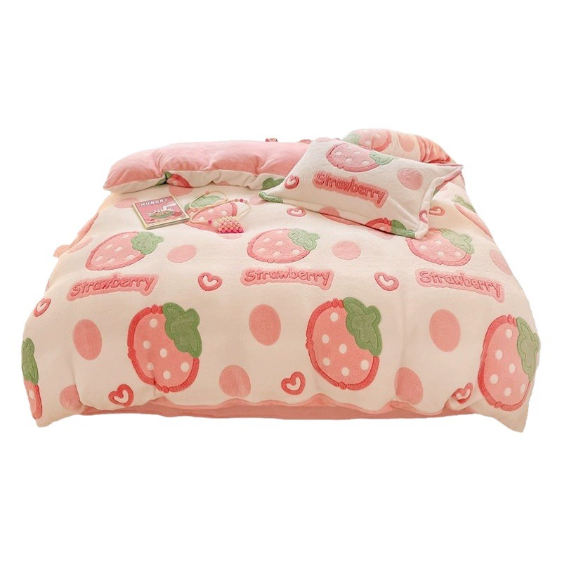 Снежинка бархат из четырех частей зимний мягкий теплый коралловый бархат двустороннее бархатное пододеяльник 3D мультфильм молочный бархат оптом