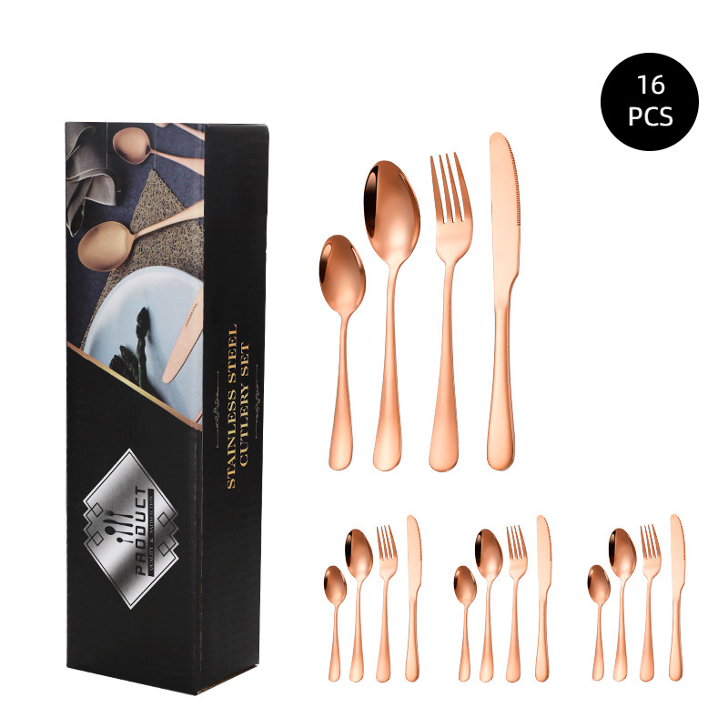 Juego de vajilla de acero inoxidable de Amazon transfronterizo 1010 Cuchillos, tenedores y cucharas de comida occidental Juego de 24 piezas Cuchillos y cucharas de bistec