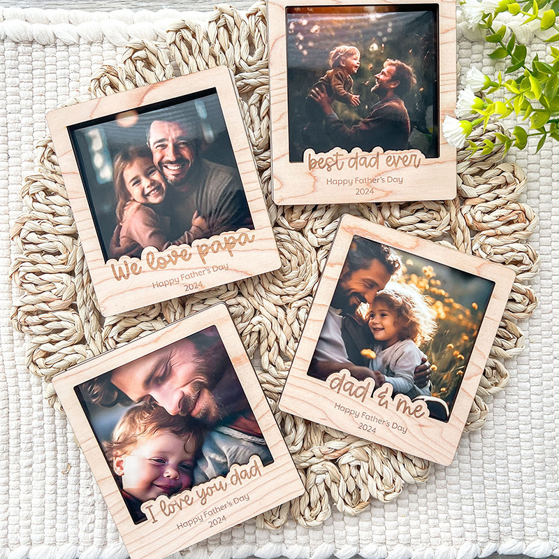 Cross-Border Hot Selling Wooden Photo Frame with Personalized Phrases Personalized Gift Refrigerator Magnet Cross-Border Hot Selling Wooden Photo Frame with Personalized Phrases Personalized Gift Refrigerator Magnet