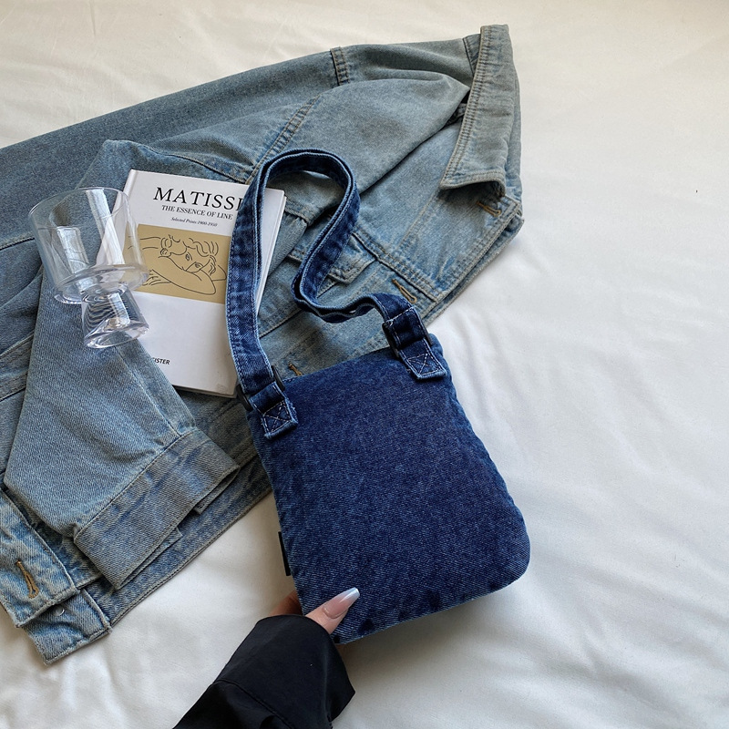 Bolso bandolera de mezclilla japonesa para mujer 2025 nuevo bolso pequeño súper caliente bolso de teléfono móvil ligero y versátil mini bolso