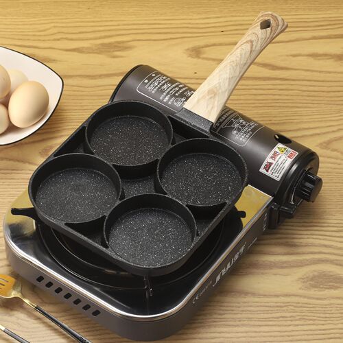Cross-border medical stone four-hole omelette pan flat bottom non-stick egg pan mini frying pan breakfast pan kitchen artifact frying pan