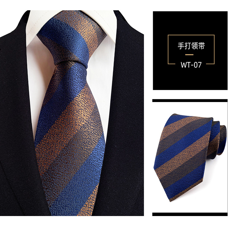 8cm mano corbata de poliéster de los hombres teñidos de hilo de rayas de desgaste formal profesional traje de negocios accesorios de fábrica en stock al por mayor