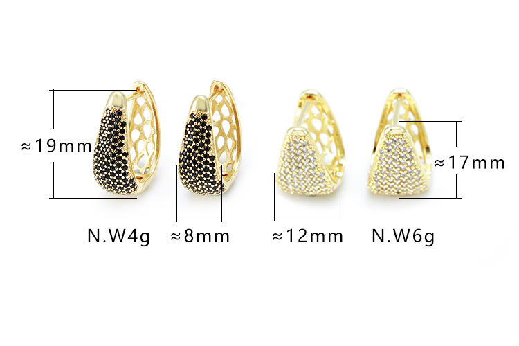 6g Weight Retro Inlaid Zirconium U-shaped Copper Earrings Wholesale Nihaojewelry