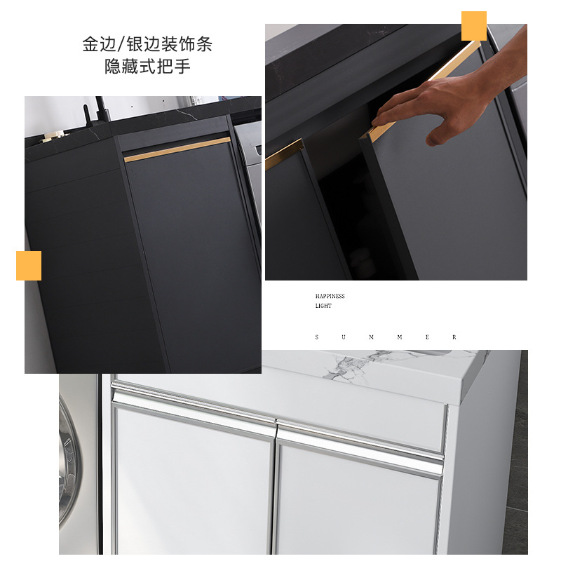 Placa de roca alta y baja cuenca espacio aluminio lavado armario balcón lavadora socio lavabo integrado gabinete fregadero de lavandería