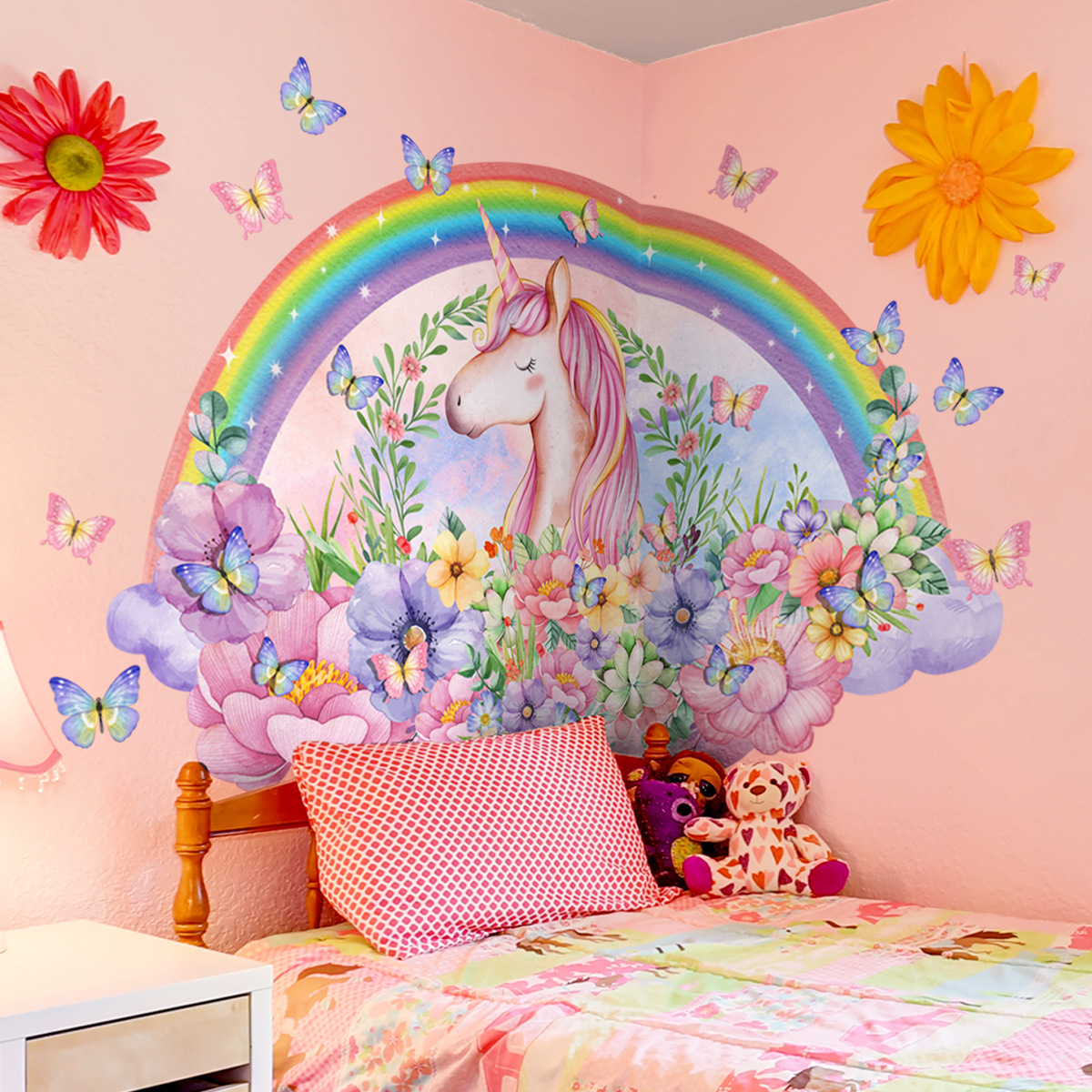 Cute Animal Cartoon Rainbow Plastic Wall Sticker Wall Art display picture 5