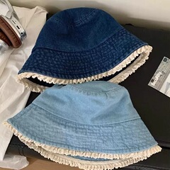 かわいい漁師の帽子レースの辺のカウボーイの日よけの盆の帽子の高級感の日よけの学院の風は顔の小さいバケツの帽子の女性を現します。