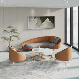 Nordic Light Luxury Curved Sofa Small Apartment Living Room Simple Modern Beauty Salon Reception Negotiation Table and Chair Combination Set