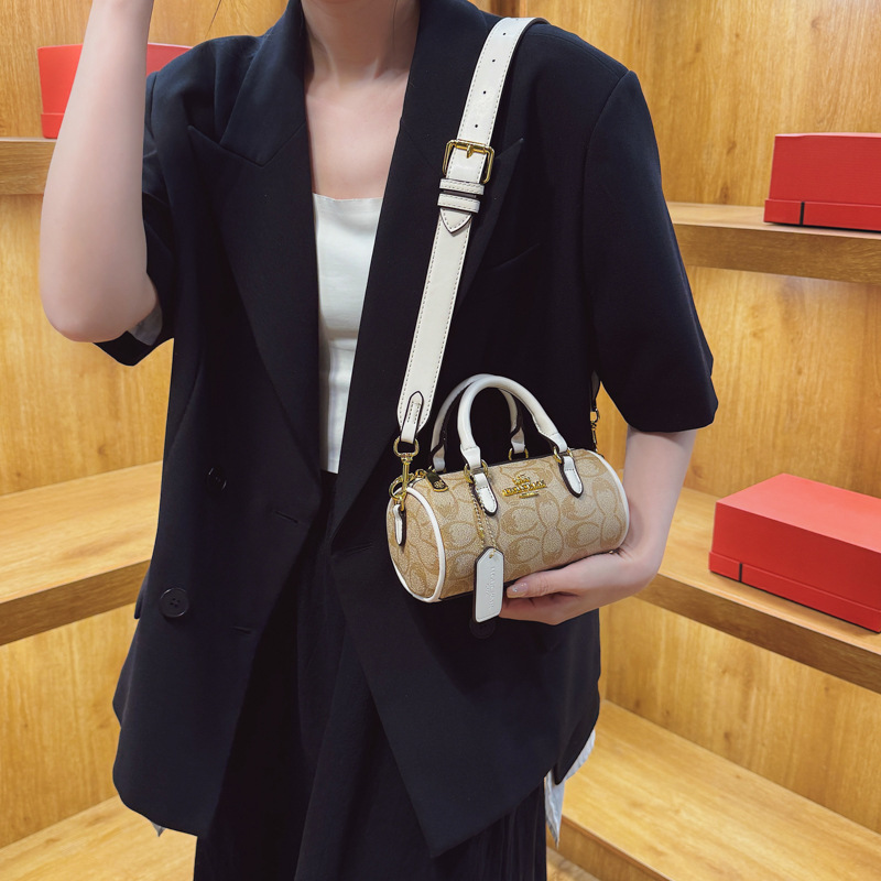 여성 빈티지 프린트 미니 보스턴백 2026 봄 데일리 토트 숄더 크로스 필로우