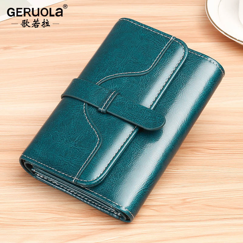 Cartera corta para mujer, simple y versátil, cuero atmosférico, tres tarjetas múltiples plegables, billetera de cuero suave, bolso de tarjeta multifuncional
