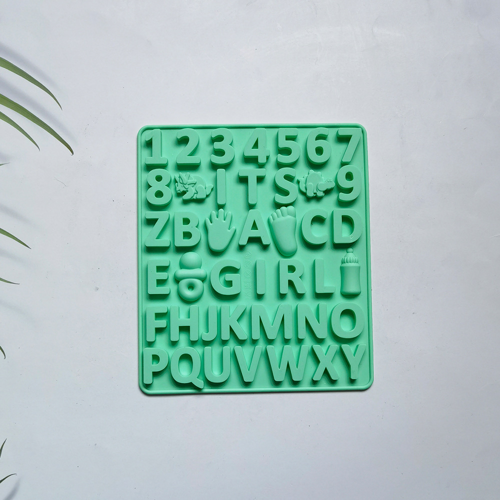 Niña chocolate alfanumérico 1 molde de silicona pastel helado pudín molde de postre jabón utensilios de cocción