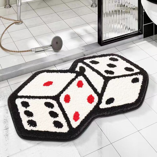 Simple Game Dice Bathroom Warming Mat Home Bedroom Imitation Cashmere Bedside Blanket Bathroom Thickened Non-Slip Mat