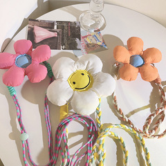 小清新泡芙花朵背夾斜跨手機鏈背帶式通用手機殼韓系女款手機掛繩