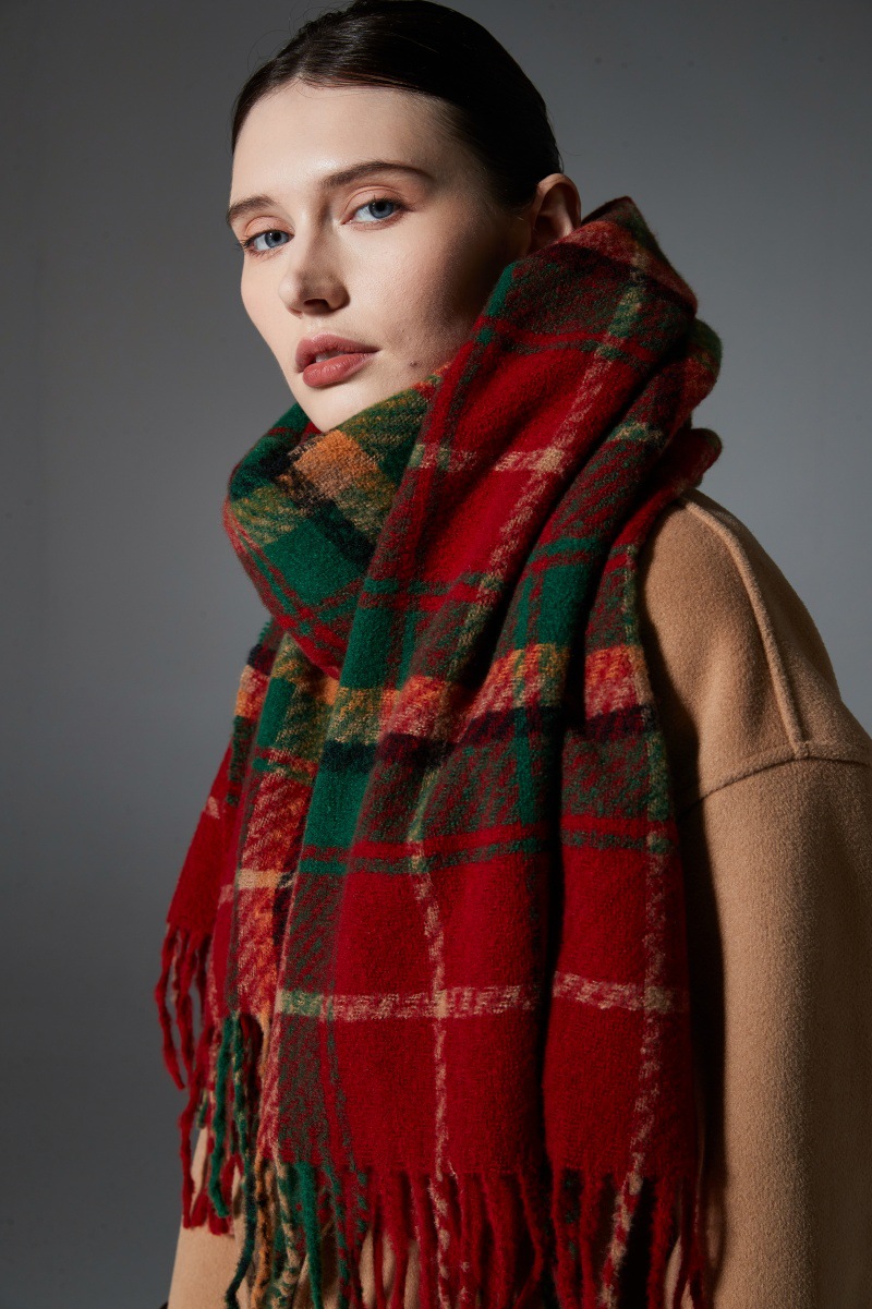 Christmas Plaid Tassel Scarf For Men And Women, Festive Style_voghion.com