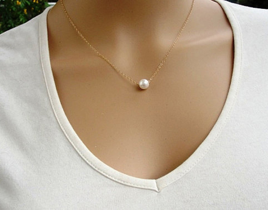 Colar de pérolas elegante para mulher joia minimalista de metal_voghion.com
