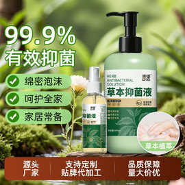 草本抑菌液300ml家用温和洗手液按压款草本萃取家庭装洗手液批发