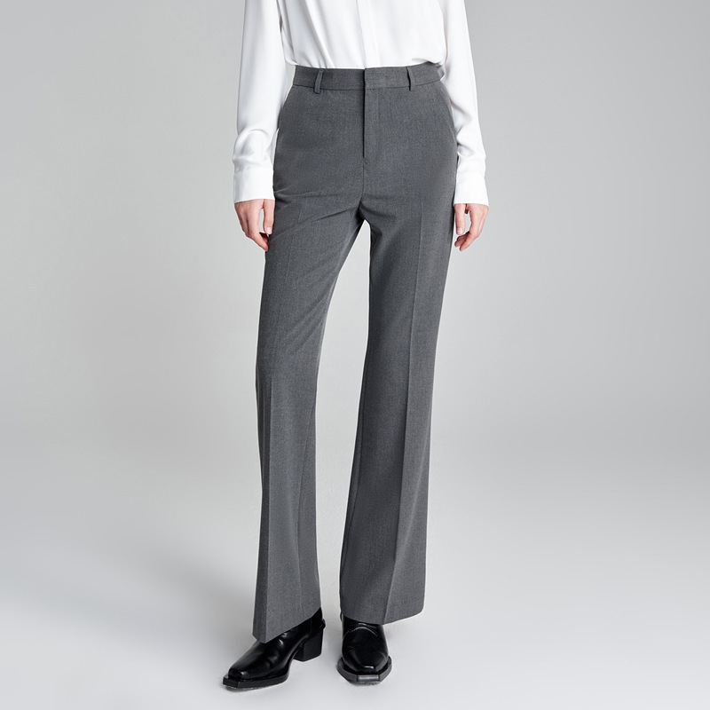 467 suit pants ladies mid-waist micro-elastic black micro-flared pants wide-leg straight autumn and winter professional overalls pants