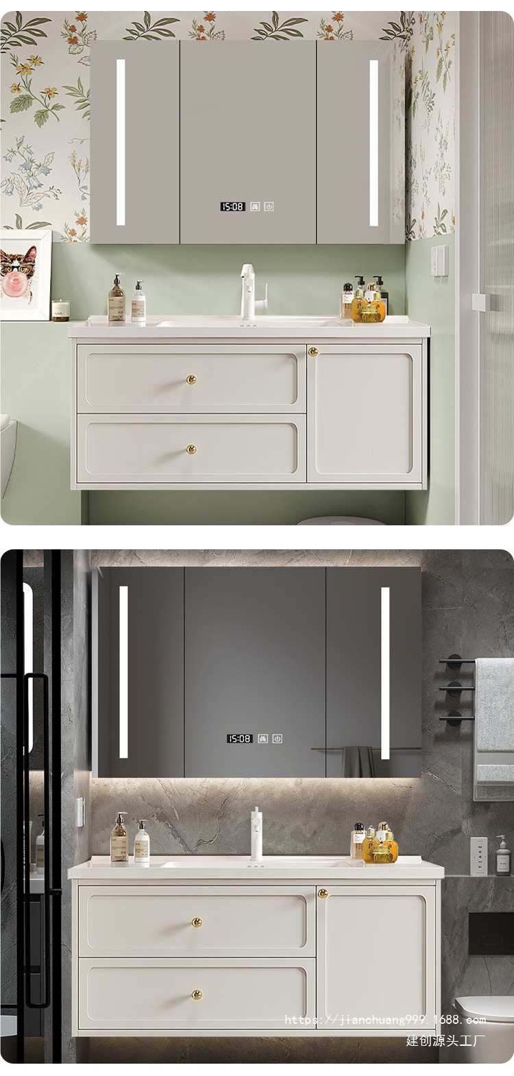 Cream-style bathroom cabinet, integrated basin, ceramic washbasin, bathroom washbasin cabinet, combination washbasin and washbasin Specification drawing