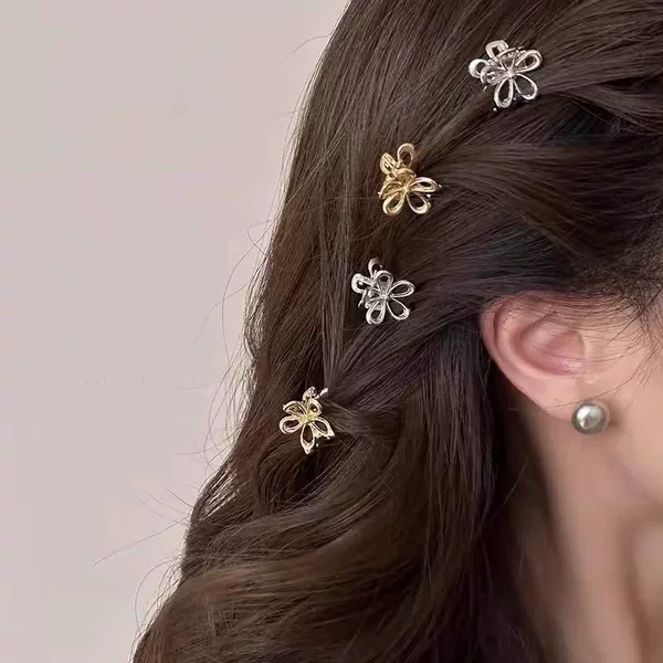 Metal Flower Small Hair Clip for Women, Cute Side Hairpin, Small Mini Bangs Hair Clip, Shark Clip