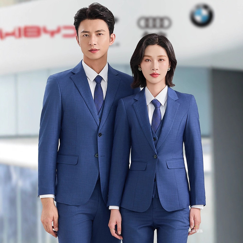 Byd Same Style Workwear Haze Blue Corporate Automotive Manufacturing Aviation Suit High-End Feel Bidding Work Uniform Set
