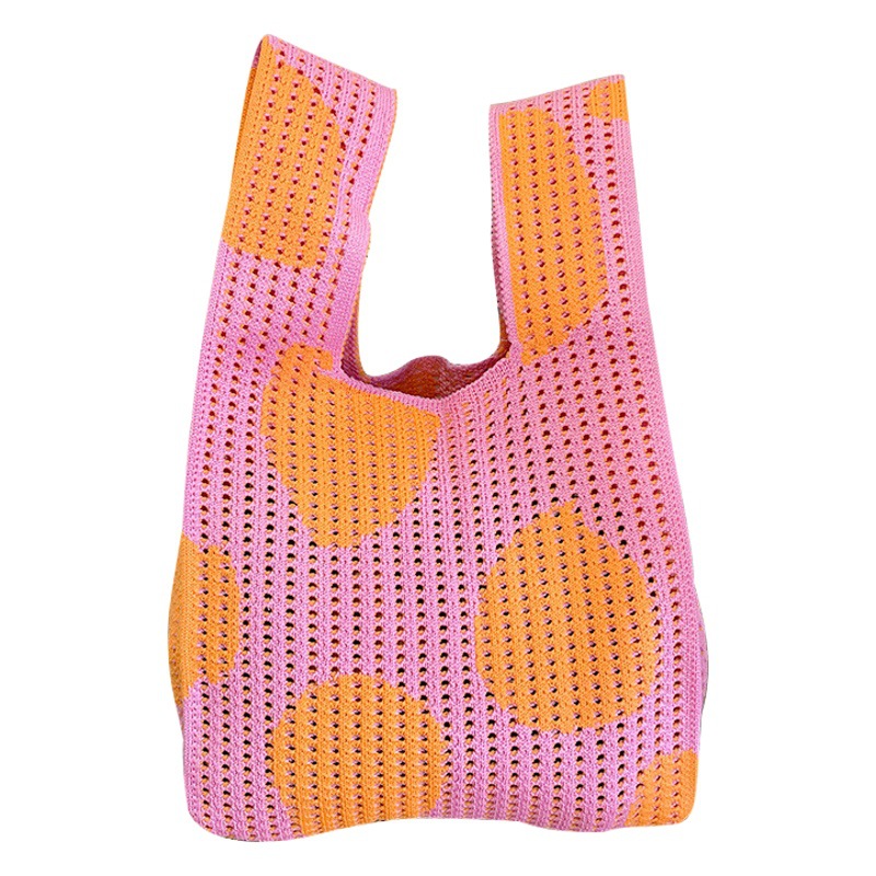 Estilo coreano nicho diseño moda hueco pequeña flor de punto bolso de mano estudiante de gran capacidad bolso de las axilas bolso de las mujeres