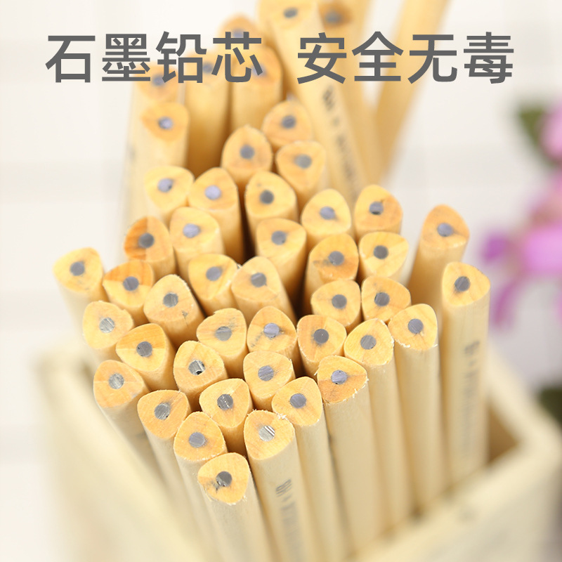 Tubo protección ambiental original de madera triángulo corte plano HB lápiz estudiante caligrafía práctica Hotel Oficina reunión registro lápiz al por mayor