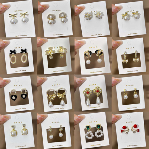 Korean version S925 fashionable earrings, temperament, versatile bow earrings, simple and high-end pearl earrings, earrings wholesale