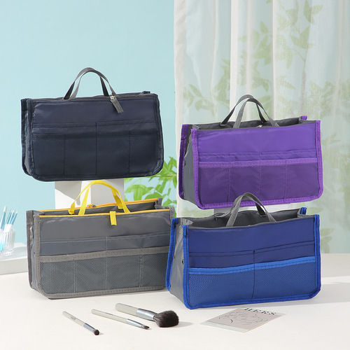 Portable Lightweight Large Capacity Makeup Bag with Double Zipper, Thick Travel Toothbrush Bag, Multi-functional Data Cable Storage Bag