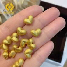 黄金足金999编织拉丝屁桃爱心隔珠通孔串珠绳diy配件手链饰品批发
