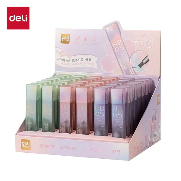 Deli High-Quality Boxed Mechanical Pencil Leads 0.5mm and 0.7mm, New and Not Easy to Break, Suitable for Students