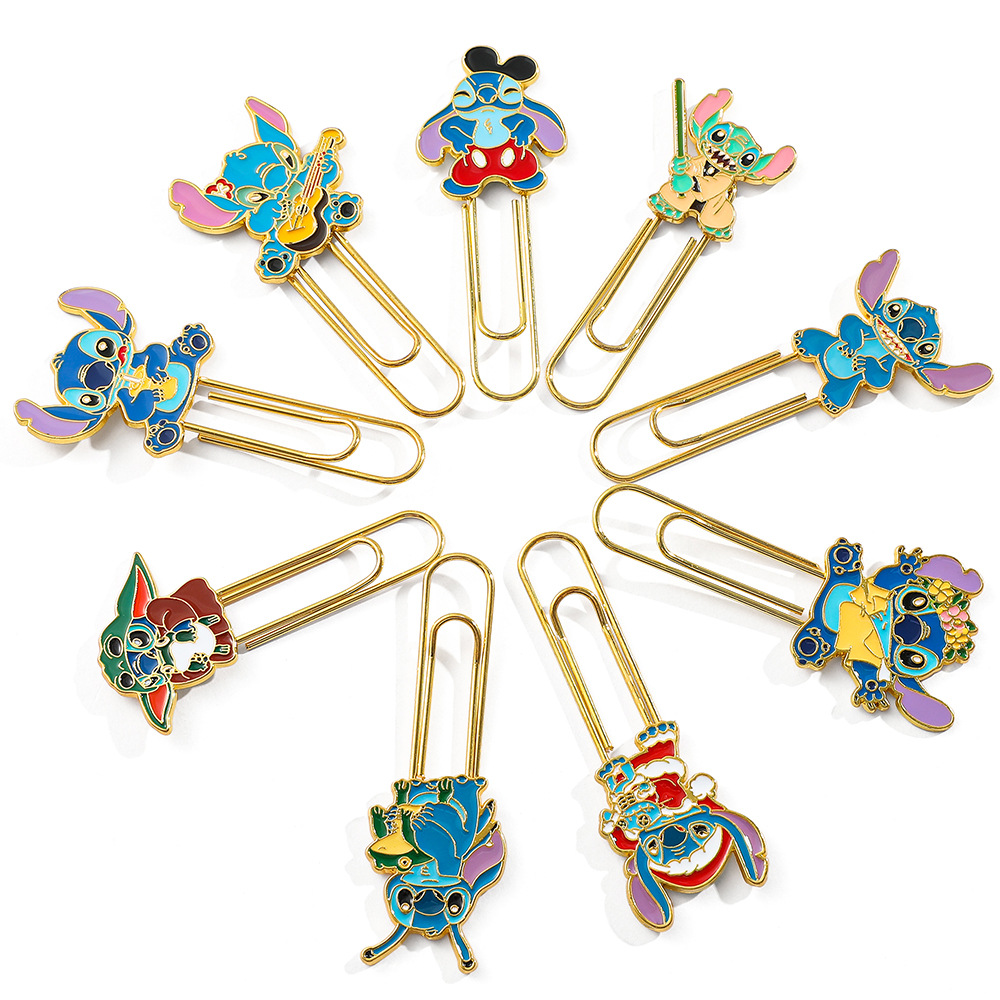 Creativo Stitch clips marcadores de dibujos animados Stitch pequeño marcador de marcadores de carpeta de papel marcador de insignia de metal creativo