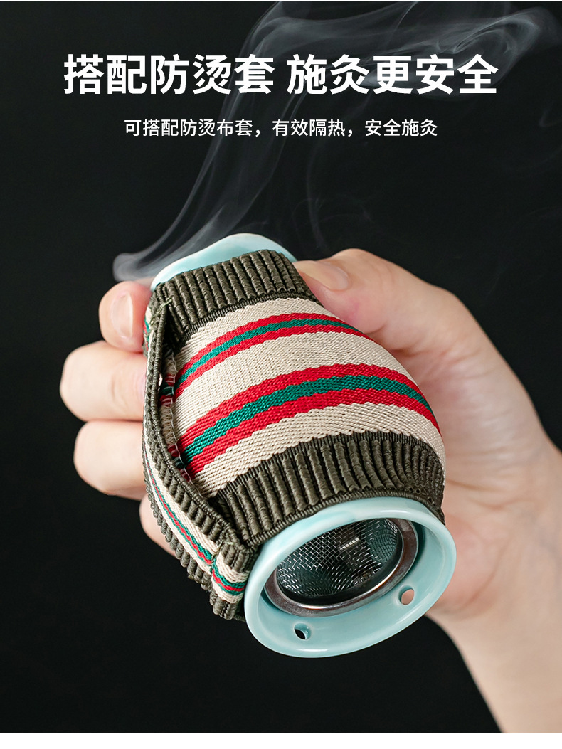 Ceramic Facial Moxibustion Cup Set with 54 Moxa Sticks Essential Oil and Acupoint Chart for Face and Body Warming specifications