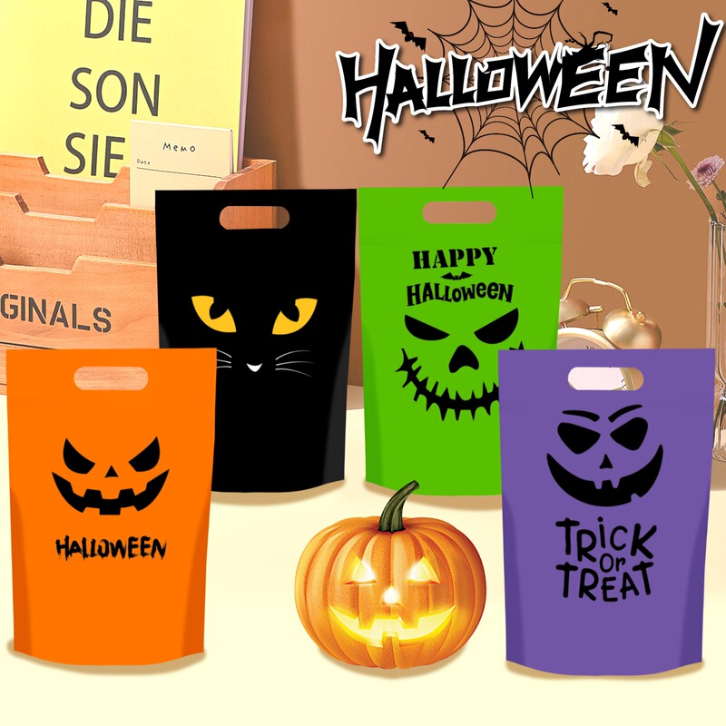 2025 新しいハロウィンキャンディバッグハロウィントートバッグ漫画パターンハンドバッグハロウィンギフト包装袋|undefined