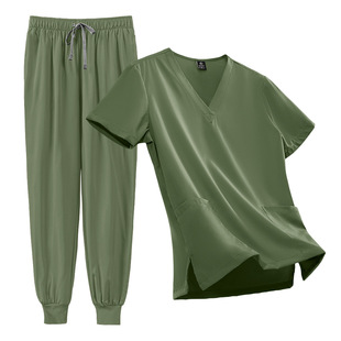 Basic Quick-Drying Elastic Operating Room Work Clothes Hospital Doctor Nurse Uniforms for Men and Women Pure Color Embroidered Logo Amazon