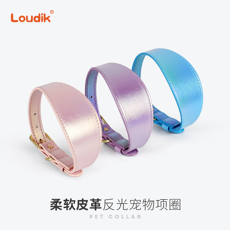 Wholesale cross-border color leather reflective pet collar dog leash dog collar small and medium-sized dog pet supplies