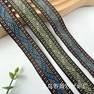民族风服装织带2.5cm复古提花几何图形花边腰带衣裙镶边装饰带