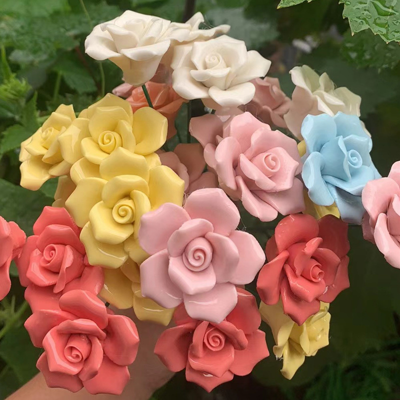 セラミックフラワー景徳鎮高温手作り造花不滅の花の装飾クリエイティブギフト家の装飾|undefined