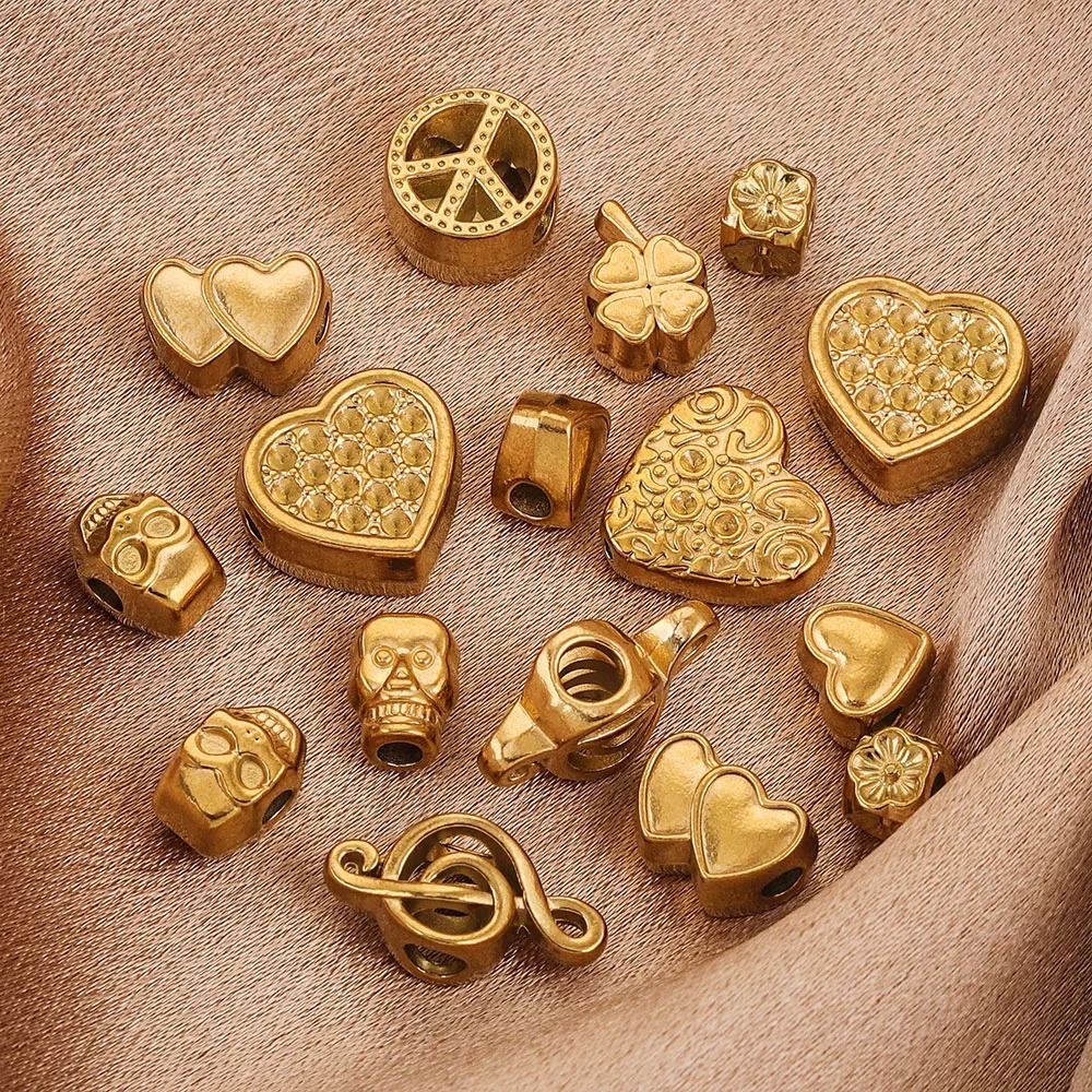 Acero de titanio fundido amor amor intercalador accesorios de joyería pulsera cuentas arco cuentas de cráneo accesorios de joyería DIY