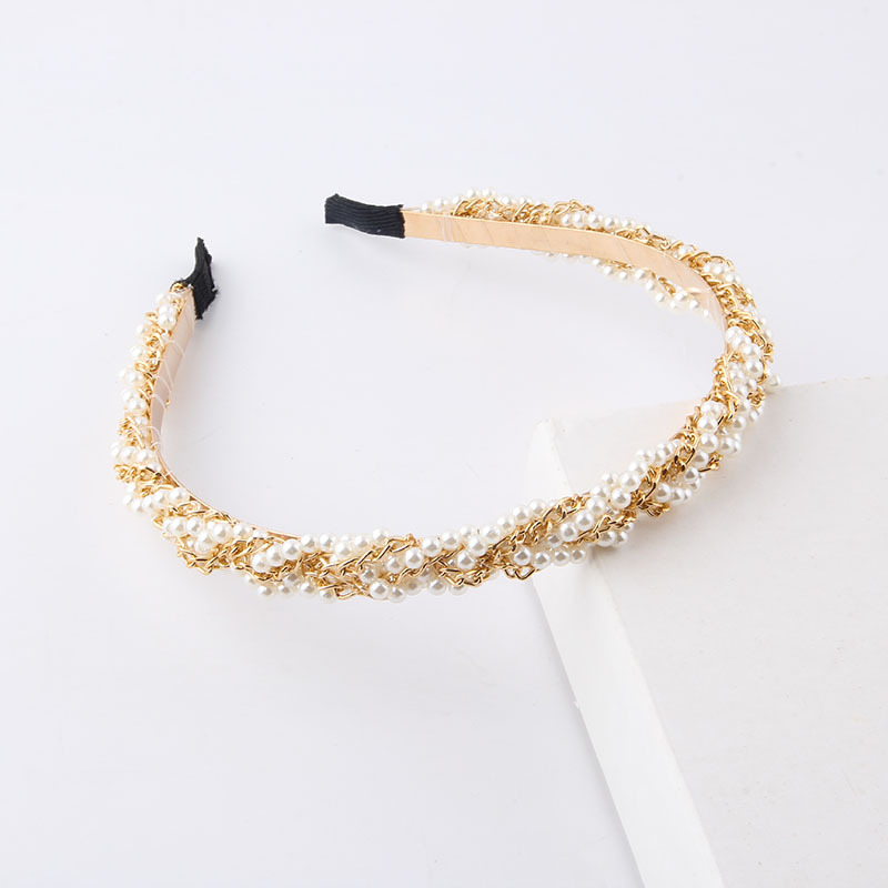 Korean Woven Pearl Thin Headband Wholesale Nihaojewelry display picture 8