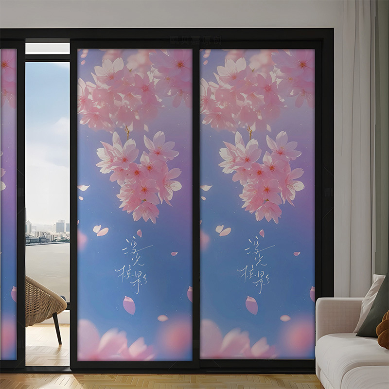 Electrostatic Black Background Sunscreen Opaque Insulation Film Thickeneded Floral Pattern Glass Sticker Bathroom Decoration Self-Adhesive Privacy Window Grille