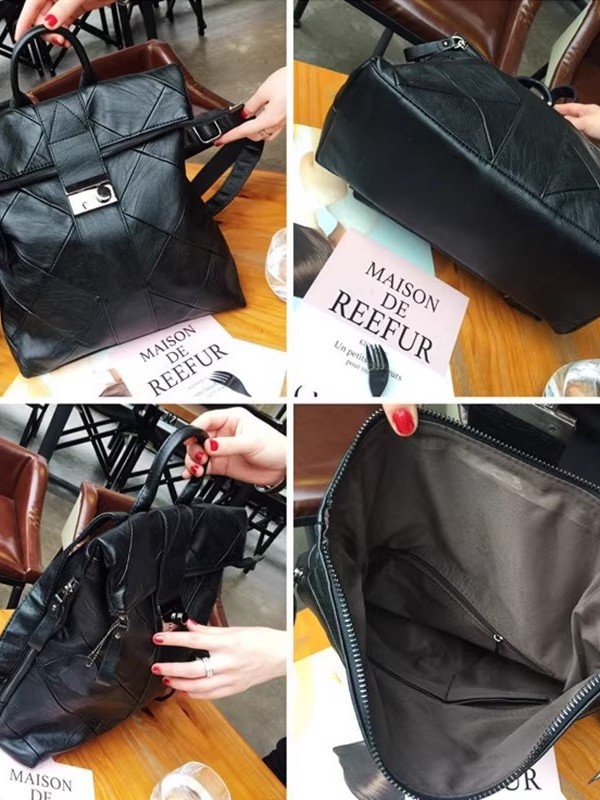 Bolso mujer 2025 nueva mochila con costuras de cuero suave de gran capacidad bolso de viaje de estilo coreano salvaje mochila estilo universitario marea