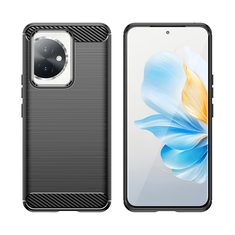 Suitable for Honor 100 phone 100Pro carbon fiber patterned brushed new TPU silicone anti drop soft case_voghion.com
