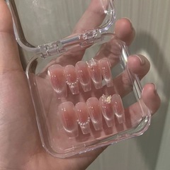 手作りネイル、キャットアイピンクバタフライウェアラブルネイル、完成品、取り外し可能なマニキュア、インスタイルナイトマーケットの屋台10枚